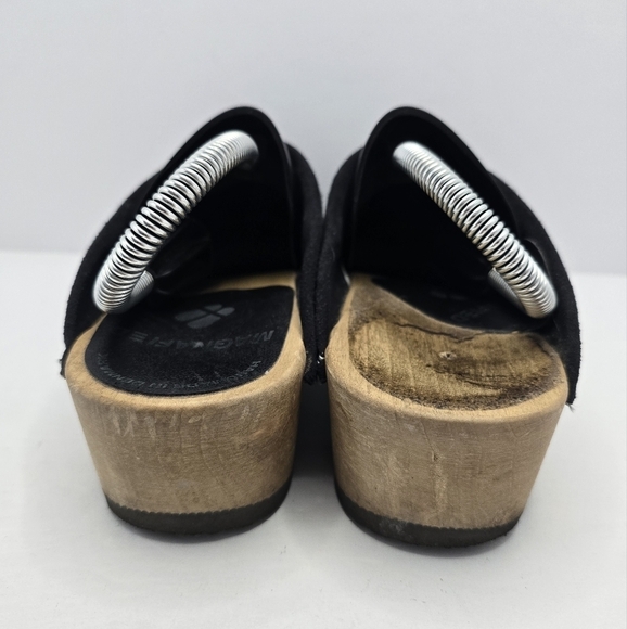 Vintage | Bohemian navy green plaid CottageCore platform clogs shoes | WMS 5.5 - Picture 10 of 14